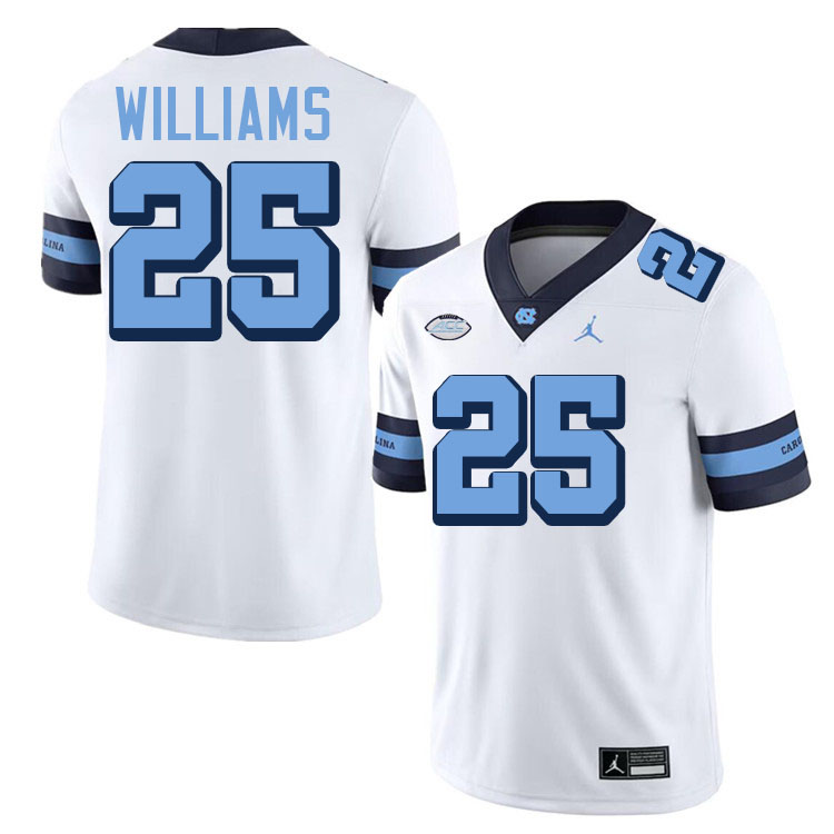 Javonte Williams UNC Jerseys,North Carolina Tar Heels #25 Javonte Williams Football Jerseys-Throwback White